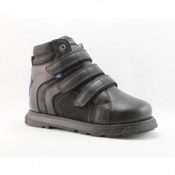 Bota Ortopédica em couro legítimo velcro Preto